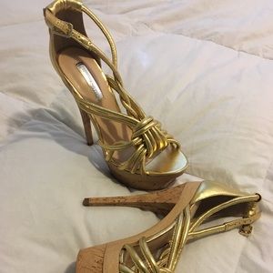 H by Halston gold high heels
